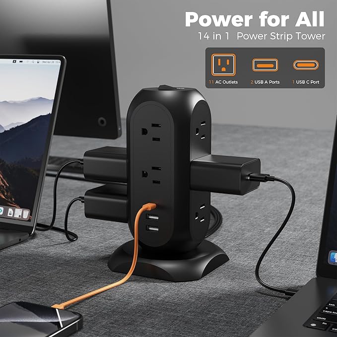 TESSAN Surge Protector Power Strip Tower - Image 2