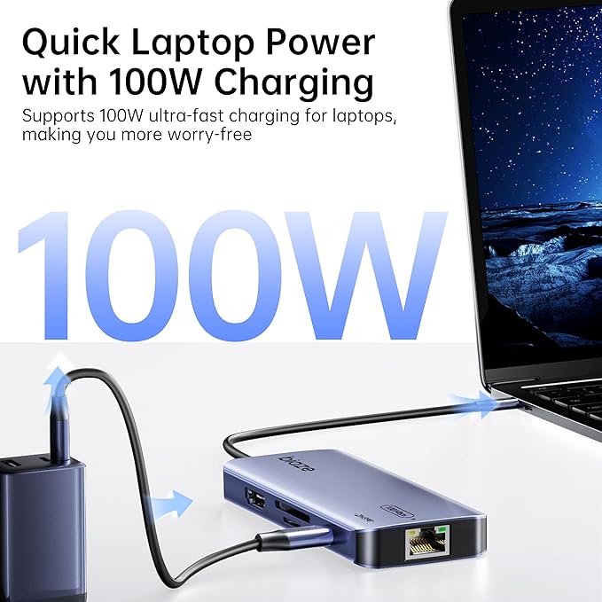 8-in-1 USB C Hub Adapter for MacBook, 4K60Hz HDMI, 100W PD Charging, USB 3.0 - Image 5