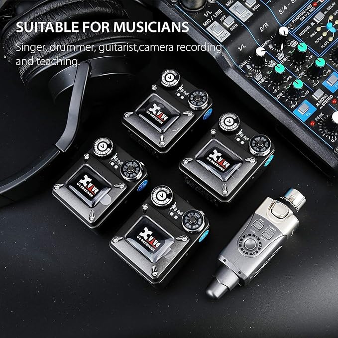 Xvive U4R4 Wireless in-Ear Monitor System 1 Transmitter and 4 Beltpack Receiver - Image 2