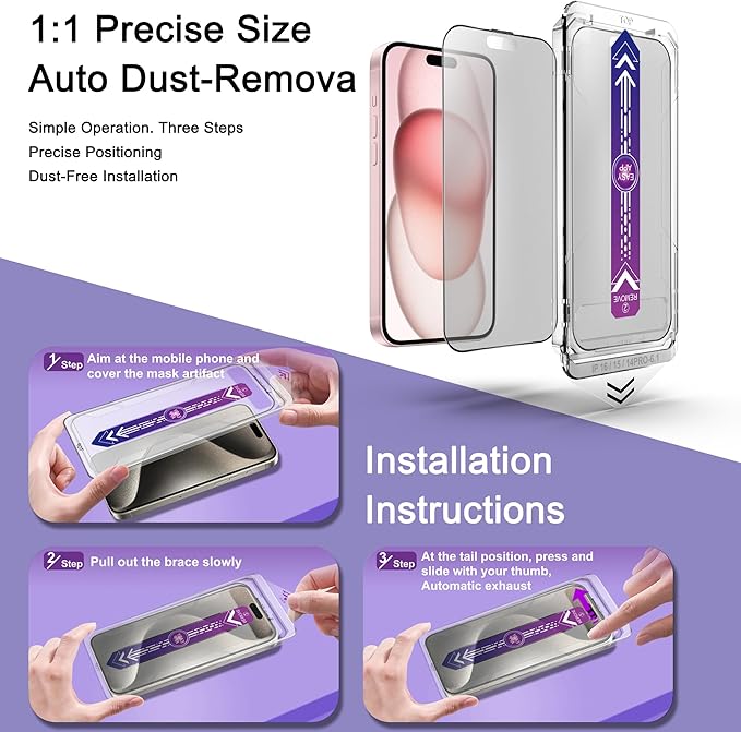 2 Pack Matte Screen Protector for iPhone 14 Pro/iPhone 15 / iPhone 16, 9H - Image 3