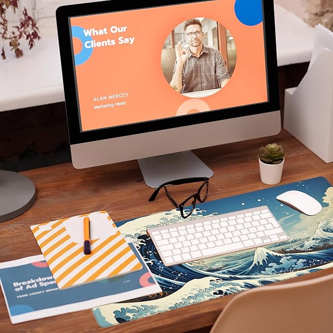 Desk Mat, Japanese Sea Wave Large Gaming Mouse Pad - Image 5