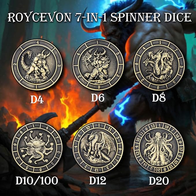 7 in 1 D6 Spinner DND Dice Set D&D, Metal Cube D and D Dice - Image 3