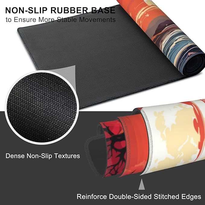 Mouse Pad, Large Huge Moon Over The Sea Desk Mat, Extended Non-Slip Gaming - Image 3
