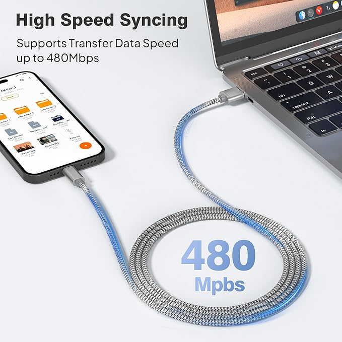 Elebase iPhone 16 15 Pro Max Charger Cord 1.5/3.3/6.6FT 3 Pack, USB to USB Type - Image 3