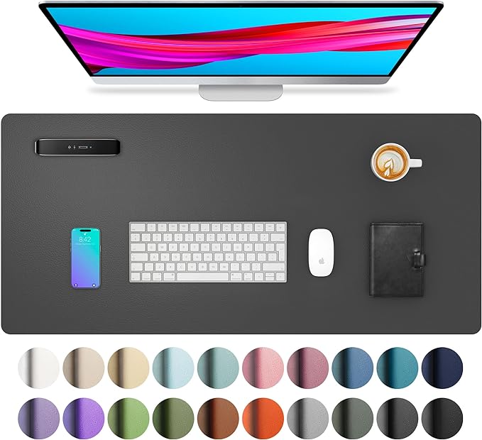 Leather Desk Pad Protector, Mouse Pad, Office Desk Mat, Non-Slip PU Leather by Aothia