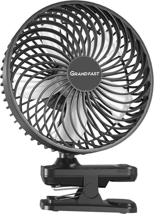 10000mAh Clip On Fan, 42H Run, Quiet & Auto Oscillating Table Fan, Rechargeable by GRANDFAST