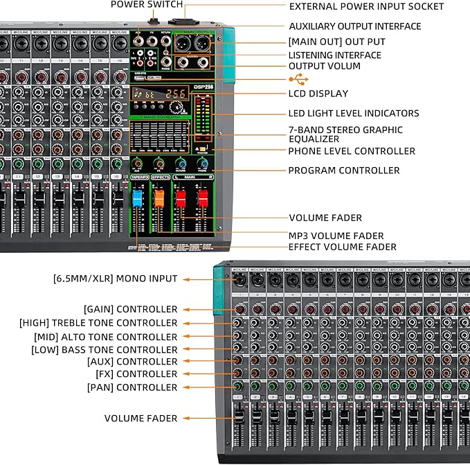 Depusheng PA16 Professional Audio Mixer Sound Board Console Desk System - Image 8