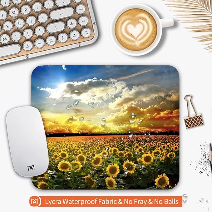 Square Mouse Pad Sunflower, Personalized Premium-Textured Custom Mouse Mat - Image 3