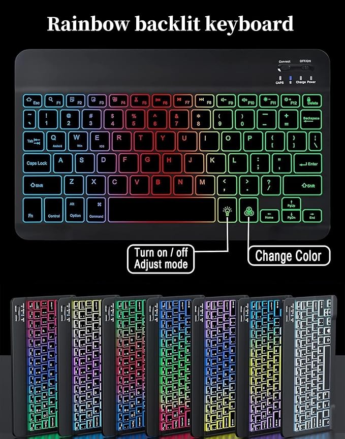 Rainbow Backlit Keyboard Case for iPad Air 13-inch, iPad Pro 12.9 - Image 3