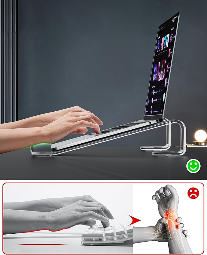Clear Acrylic Laptop Stand for Desk, - Image 2