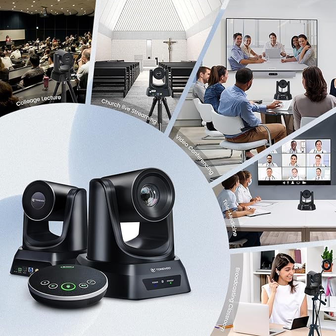 Wireless Conference Room Webcam, Church Live Streaming 20X USB 1080P 60fps PTZ - Image 4