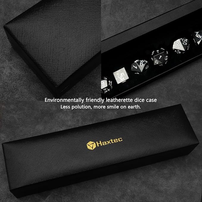 Haxtec Sharp Edge DND Dice Set Black Swirls Resin Dice - Image 3