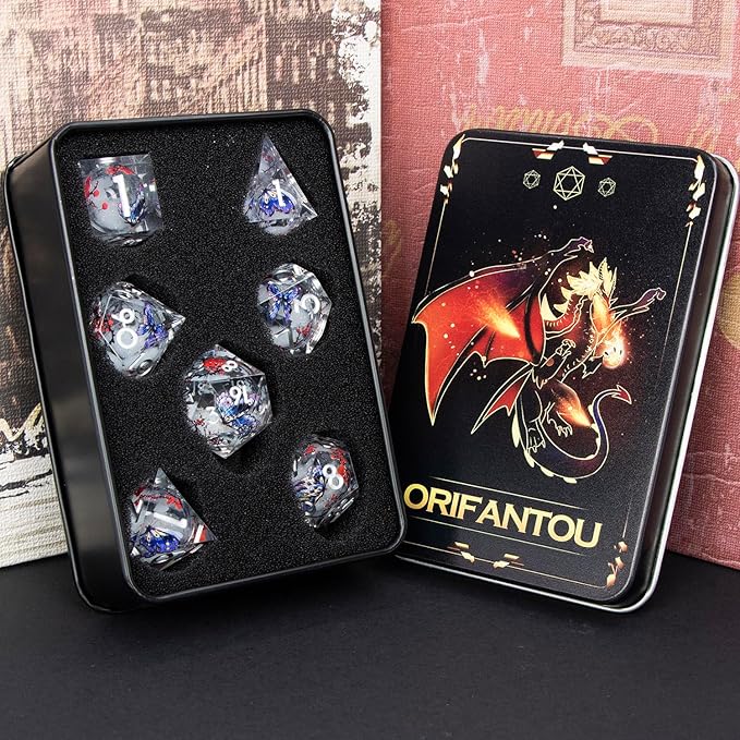 Butterfly DND Dice White Liquid Core Dice Set - Image 7