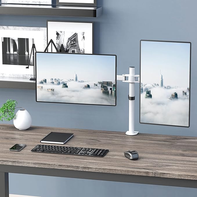 WALI Dual LCD Monitor Fully Adjustable Desk Mount Stand Fits 2 Screens up to 27 - Image 4