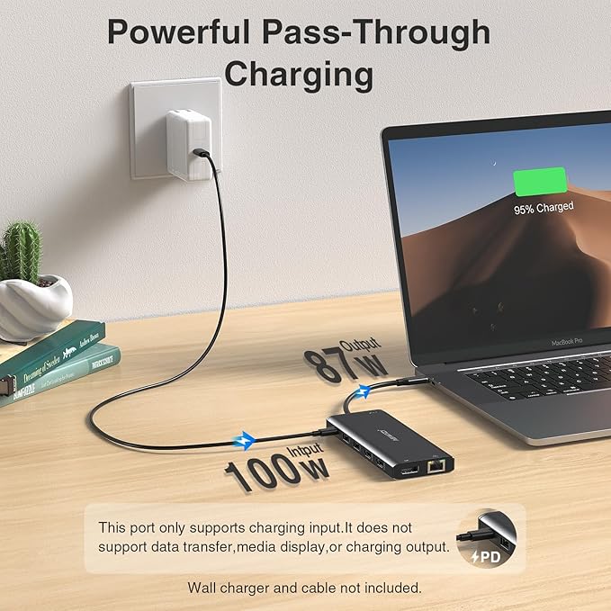 USB C Docking Station 3 Monitors USBC Hub Laptop Dual Monitor Multiport Adapter - Image 5