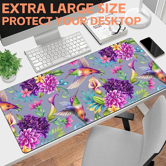 Mouse Pad Large Humming Bird and Flowers Non-Slip Gaming Desk Mat - Image 6