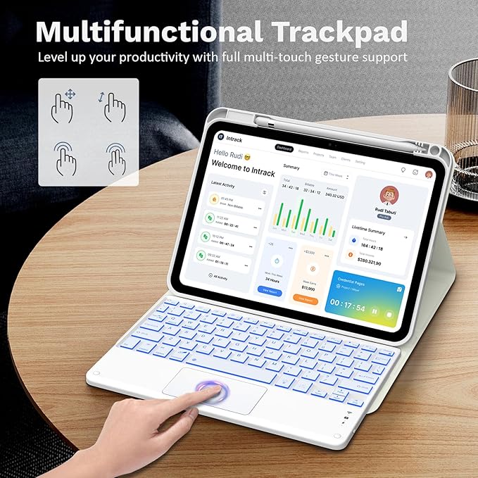 MoKo Touch Keyboard Case for iPad 11th Generation 11 inch 2025, iPad 10th - Image 5