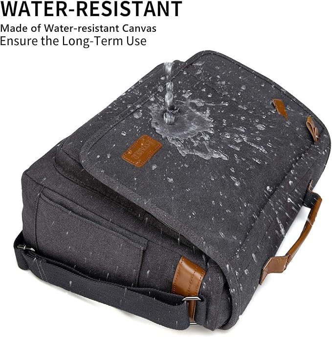 ESTARER Men Messenger Bag 17-17.3 Inch Laptop Bag Water-resistant Canvas - Image 3