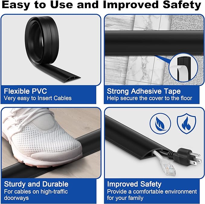 4ft Cord Hider Floor, Heavy Duty Cord Covers - Image 3