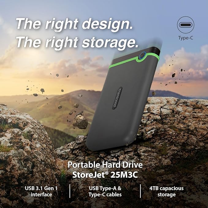 Transcend 2TB SJ25M3C, USB 3.1 Portable Hard Drive Rugged, Anti-Shock Resistant - Image 3
