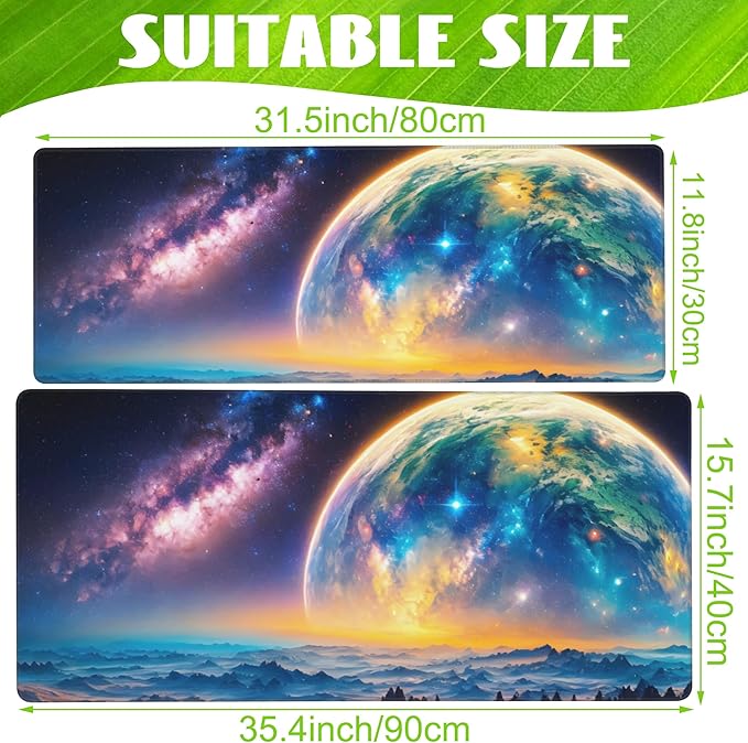 Desk Mat, Galaxy Earth Planet Desk Pad, Science Fiction Cosmic Large Gaming - Image 2
