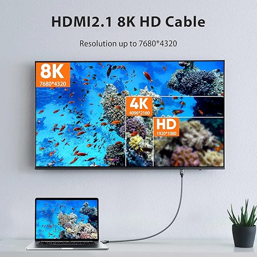 ARISKEEN 8K HDMI Cable 3 FT, 48Gbps High Speed HDMI 2.1 Cable, 8K 60Hz - Image 3