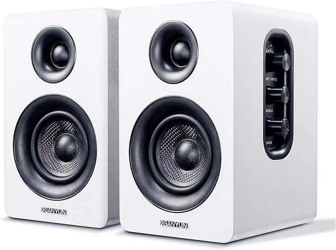 SW208 3" Active Bluetooth 5.0 Bookshelf Speakers – 60W Carbon Fiber Speaker Unit by Sanyun