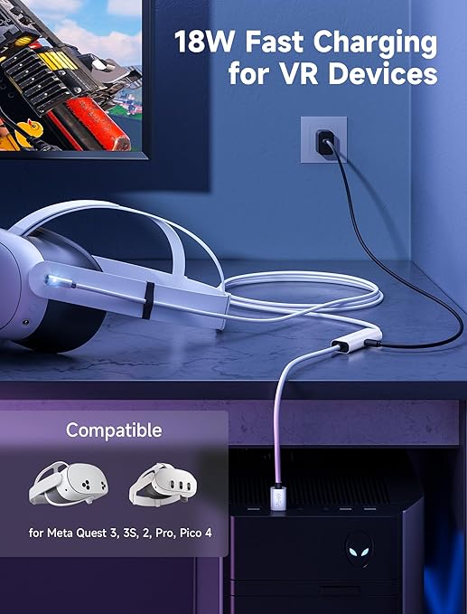 JSAUX Link Cable with 18W Charging 16ft, Compatible with Oculus Meta Quest 3S/ - Image 4