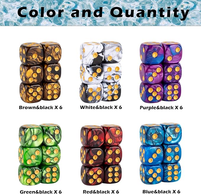 48 PCS 12mm 6 Sided Dice Set Marble D6 Dice Round Corner Board Game Dice - Image 3