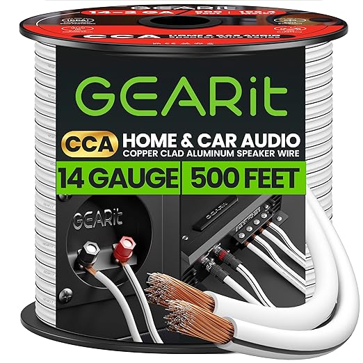 14AWG Speaker Wire, GearIT Pro Series 14 AWG Gauge Speaker Wire Cable Great Use by GEARit