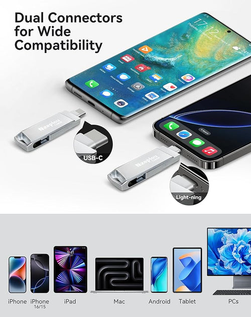 128GB Flash Drive for iPhone iPad, USB3.0 High-Speed Memory Stick No App Needed - Image 2
