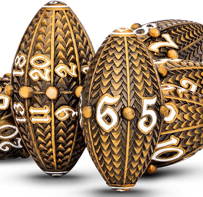 ARUOHHA DND Metal Dice Antique Gold Dragon Egg Dice by ARUOHHA
