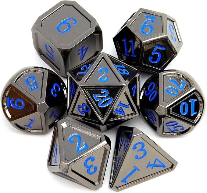 Haxtec Black Metal DND Dice Set D&D W/Gift Metal Case Polyhedral Dice Compatible by HaxtecDice
