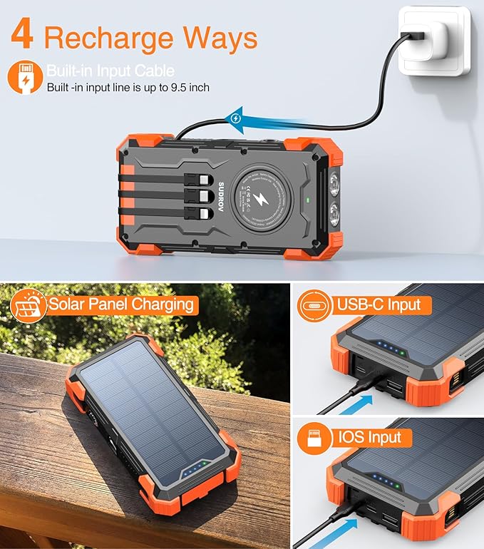 Solar Charger Power Bank, 800mAh Wireless Portable Charger - Image 3