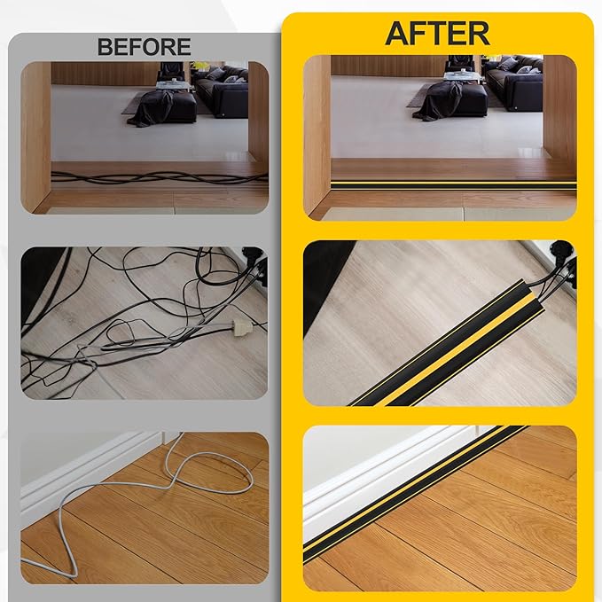Floor Cord Cover 4.1Ft 2Pcs Heavy Duty PVC Floor Cable Protector Electric Cord - Image 4