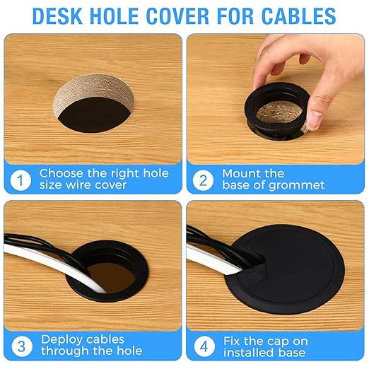 Desk Grommet 3-1/8", Desk Cord Hole Cover, Cable Grommet ABS Plastic, Desk Hole - Image 4