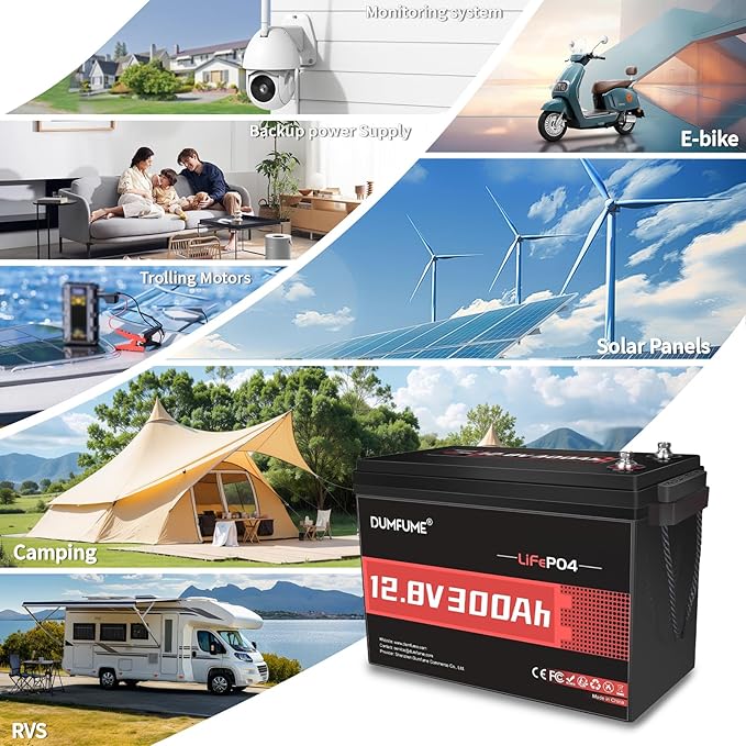 12V 300Ah Lithium LiFePO4 Battery, 200A BMS Max.3840W Load Power, Rechargeable - Image 4