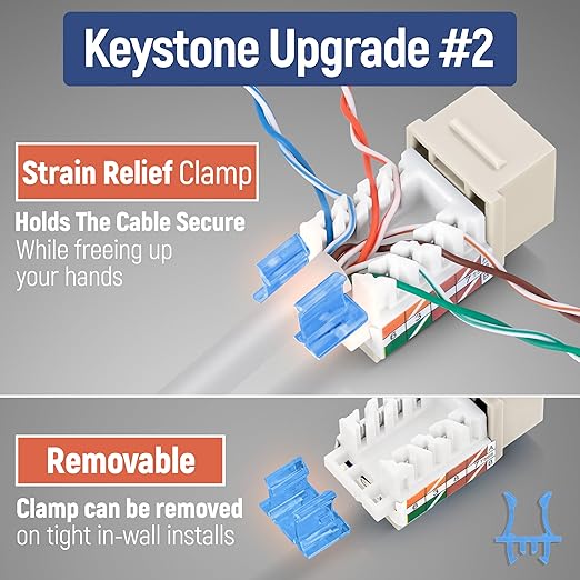 Everest 45° Angled RJ45 Cat5e Keystone Jacks 50-Pack in Light Almond - Image 4