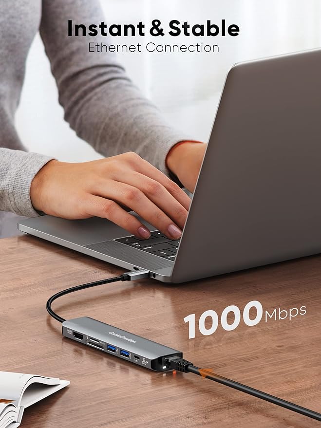 USB C Hub 4K 60Hz, CableCreation 7-in-1 USB-C Hub Multiport Adapter - Image 4