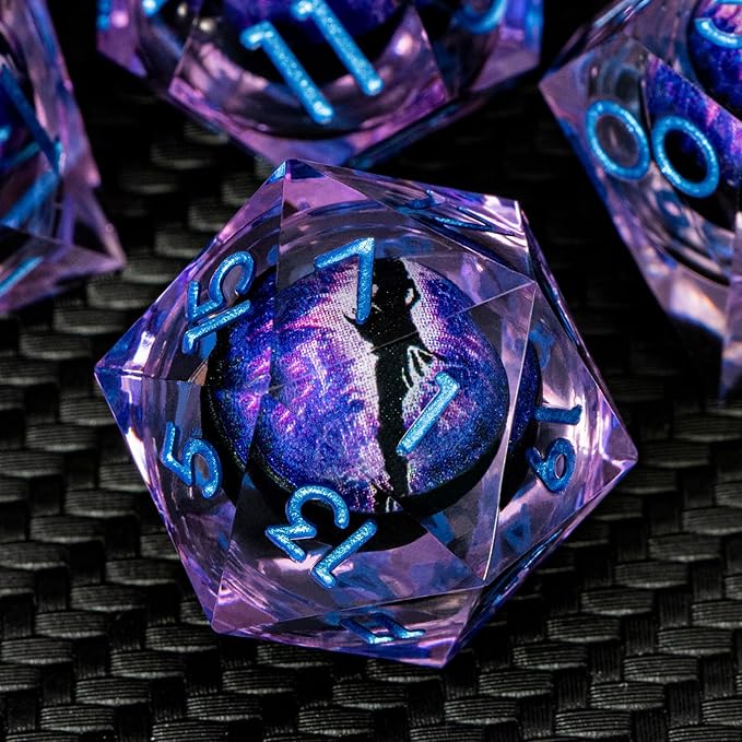 ARUOHHA DND Resin Dice Dragon Eye Dice Liquid Core Purple Sharp Edged Dice Set by ARUOHHA