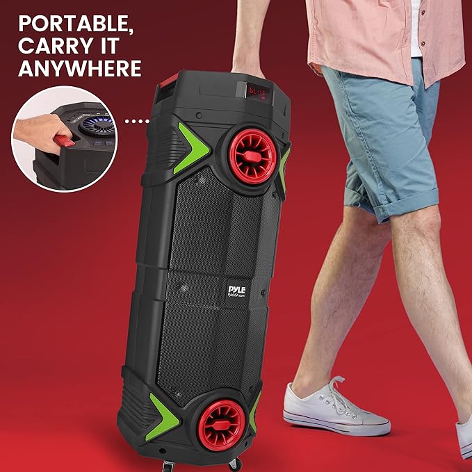 Pyle Portable Bluetooth PA Speaker - 400W Dual 8” Rechargeable Indoor/Outdoor - Image 6