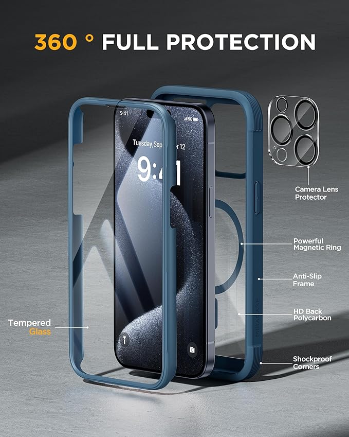 Miracase Magnetic for iPhone 15 Pro Case Full-Body Phone case - Image 2