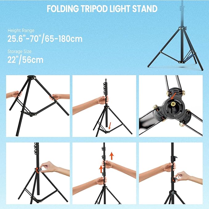 22" Large Ring Light with Stand, Foldable LED Big Ring Light Tripod - Image 4