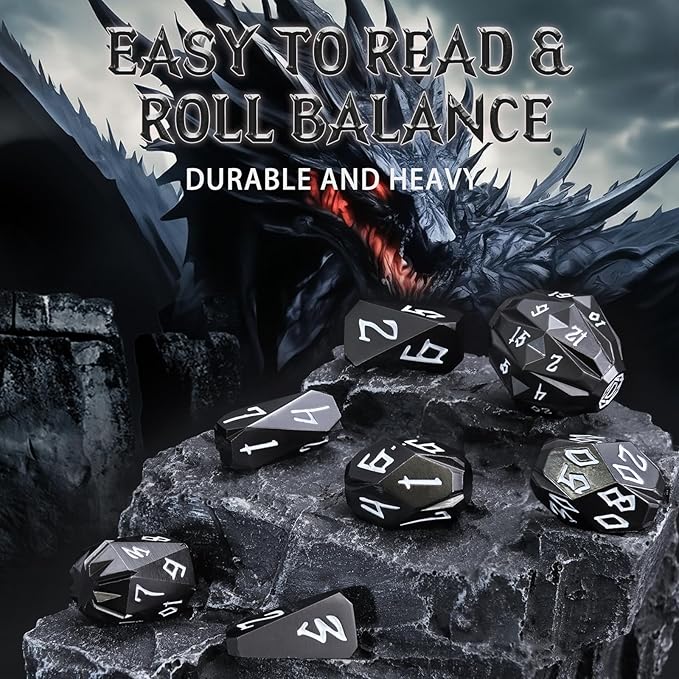 Metal DND Dice Set D and D, Dungeons and Dragons Dice of 7 RPG Dice Set Metal - Image 6