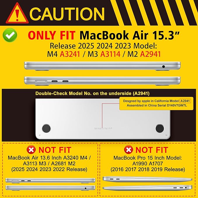 Case for MacBook Air 15 Inch 2025 2024 2023 Release M4 A3241 M3 A3114 M2 A2941 - Image 2
