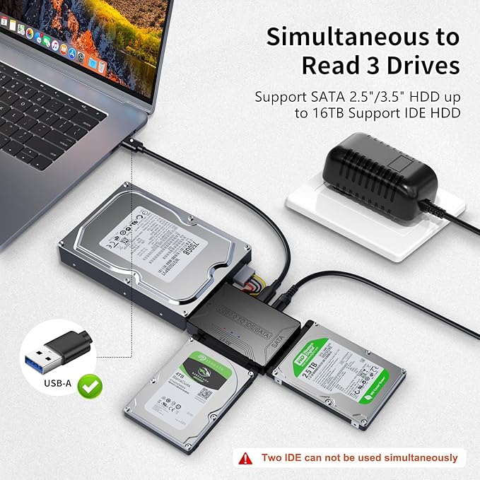 USB 3.0 to SATA IDE Adapter，Hard Drive Reader, IDE Sata to USB External Data - Image 2