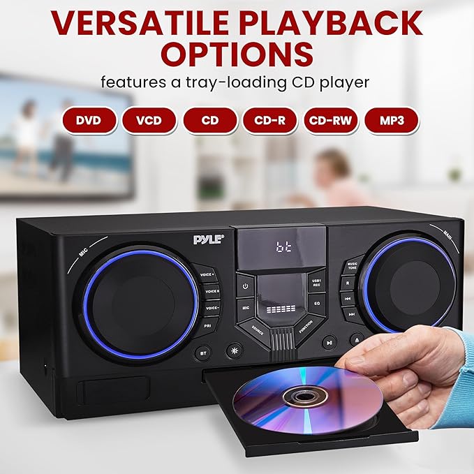 Pyle Mini Hi-Fi Bluetooth Stereo System – 4-Piece CD Player - Image 5