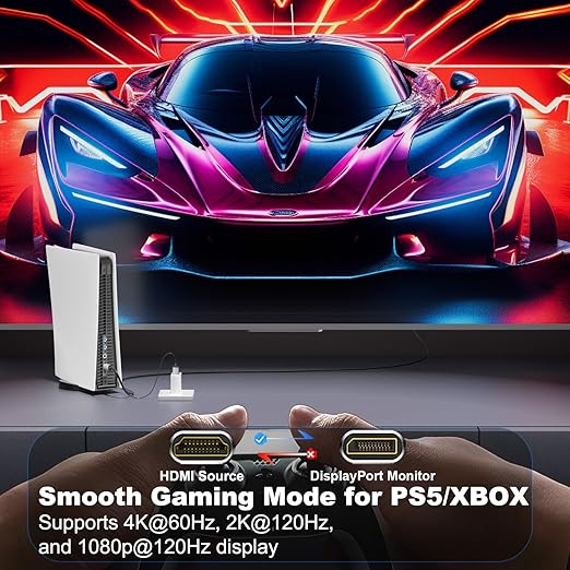 Active HDMI to DisplayPort Cable 10FT, 4K 60Hz 1080p 120Hz, Unidirectional HDMI - Image 3