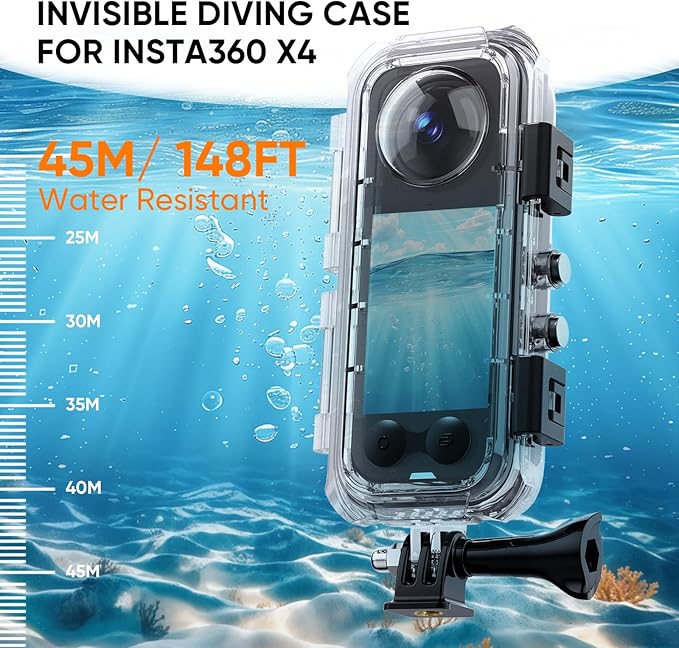 HONGDAK Invisible Dive Case for Insta360 X4, 45m/147ft Waterproof Case - Image 2