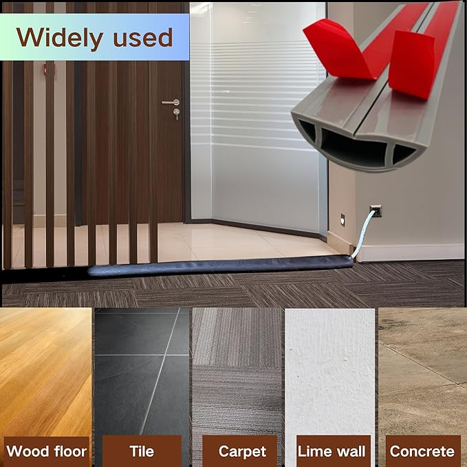 3.3ft Self Adhesive Floor Cord Cover, Cord Hider Floor, Cable Cavity:0.61" x - Image 8